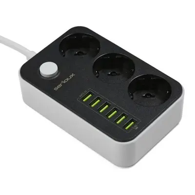 Prelungitor cu protectie Serioux, 3 prize schuko, input 100-240V, 50- 60Hz, output (Total): 2500W …