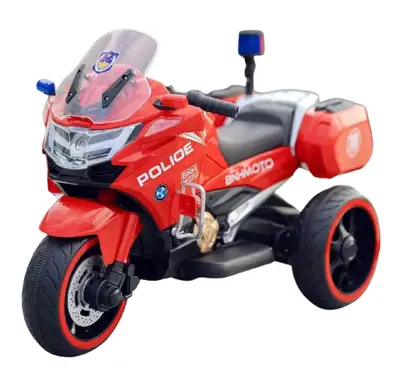 Motocicleta cu 3 roti, Kinderauto POLICE BJML5188 60W, 6V cu scaun tapitat, culoare rosu