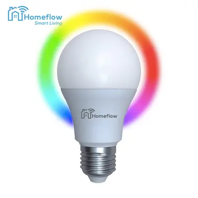 Bec inteligent LED Wireless Homeflow B-5011, E27, 9W (60W), 806lm, RGB, dimabil, Control de pe…