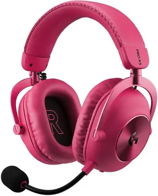 Casti gaming Logitech G PRO X3 LIGHTSPEED, 3.5mm AUX, Bluetooth, Autonomie 70 ore, Microfon (Roz)