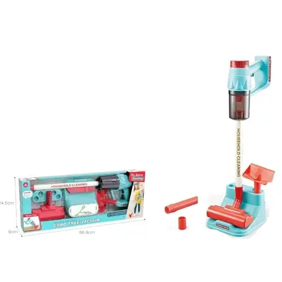 Aspirator de jucarie pentru copii, set de curatenie cu accesorii, model vertical, multicolor, 69,5…