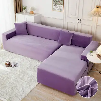 Set husa pentru coltar M + L, Catifea, Jojo Home, Lila