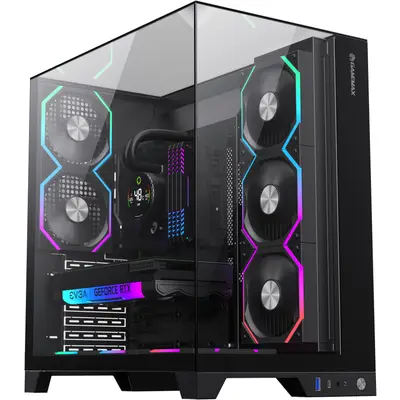 Gamemax Carcasa PC Gamemax INFINITY PRO BK, Mid-Tower, Panouri sticla temperata, 5 ventilatoare ARGB