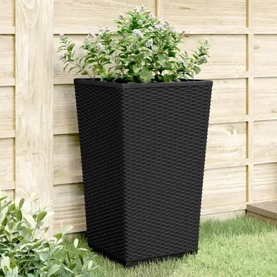 Jardiniere de gradina, 2 buc., negru, 32,5x32,5x57 cm, pp