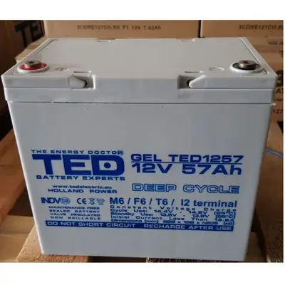 Acumulator pentru UPS sau panouri fotovoltaice TED GEL VRLA 12V 57A TED1257 Deep Cycle F1010