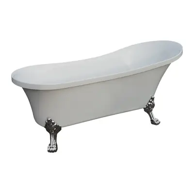 Cada baie freestanding Bella*BSM-404 acril 160 x 75 x 75 cm alb picioare argintii
