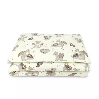 Lenjerie patut junior cu 2 piese, Qmini, Din bumbac certificat Oeko Tex Standard 100, 140 x 200 cm…