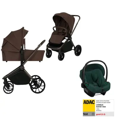 Carucior 3 in 1, Lionelo, Mika Plus, Cu scoica auto Verde testata ADAC, Reversibil, Cu sistem de…