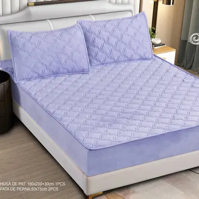 Husa Matlasata Tip Topper din Catifea 180x200cm, cu 2 Fete de Perna 50x70cm - Somn Odihnitor si…