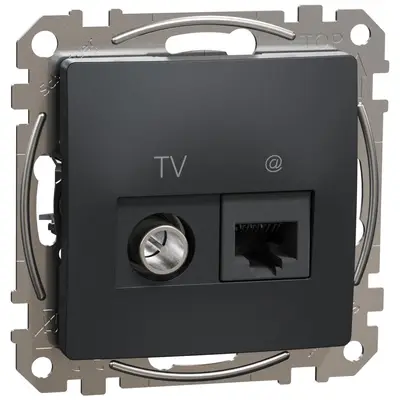 Priza TV+RJ45 Cat6 UTP Schneider Sedna Design SDD114469T, antracit