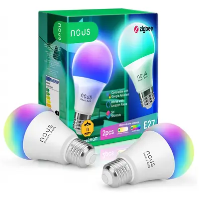 Set 2 becuri LED RGB Smart NOUS P3Z ZigBee, E27, control din aplicatie P3Z-2P