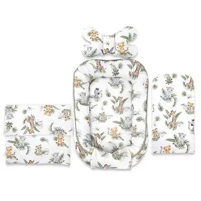Set 4 in 1 Cosulet bebelus, Qmini, Baby Cocoon 75x55 cm, Din bumbac certificat Oeko Tex Standard…