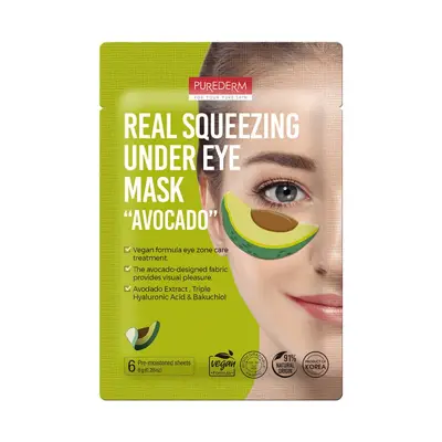 Mască pt zona ochilor - Real Squeezing Under Eye Mask AVOCADO 6 buc - Purederm
