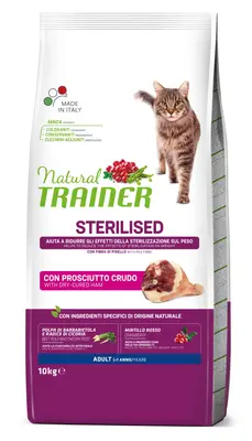 Hrana Uscata Pisici Sterilizate, Natural Trainer, Prosciutto Crudo, 10 kg