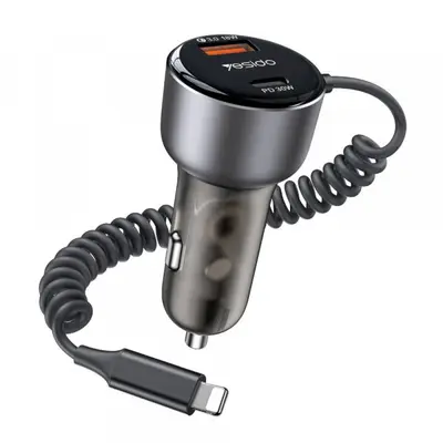 Yesido Incarcator Auto Cu Fir Lightning Yesido Y57, 50W, 3A, 1 x USB-A - 1 x USB-C, Negru