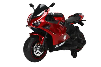 Motocicleta electrica, Kinderauto BDQ888 70W 12V cu roti moi, Bluetooth, rosie