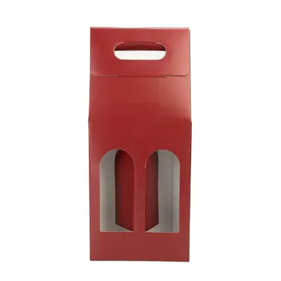 Cutii cu mâner pentru 2 sticle (set 10 buc) - Vișiniu
