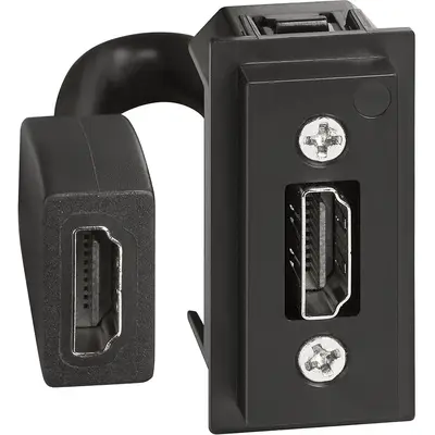 Priza HDMI 1.4 preconectat 1 modul Bticino Living Now K4284P, alb, negru, nisp